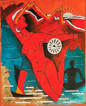 Nude Bharatmata painting by Anti-national MF Husain