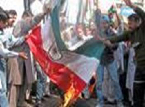 Indian National Flag burn by anti-Indians -  1