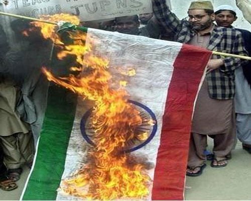 Indian National Flag burn by anti-Indians - 3