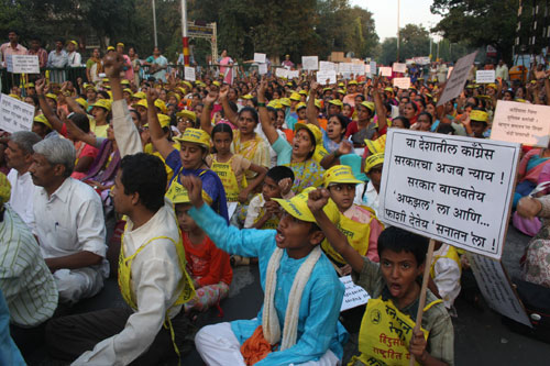 Devout Hindus shouting slogans