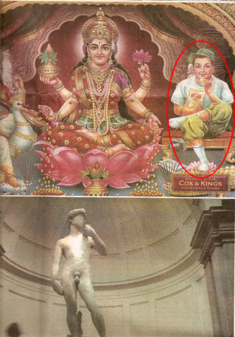 Above : Denigration of Lord Ganesha & Below : A nude statue
