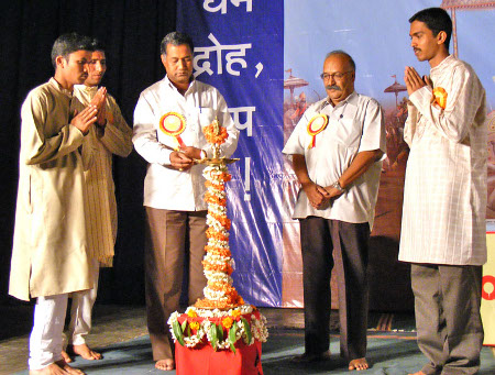 Inauguration of Dharmajagruti Sabha by lighting Samai by Dignitaries