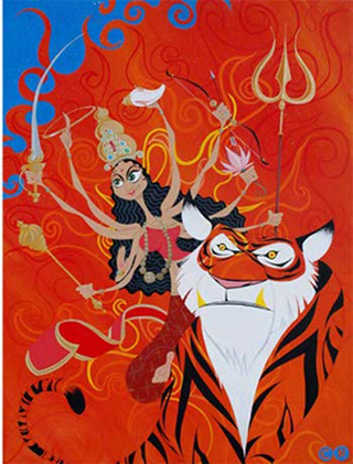 Denigratory picture of Goddess Durga drawn by Carlos Ramos