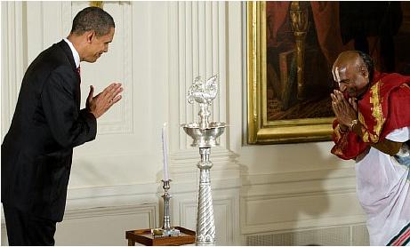 US President Barack Obama lighting Samai in White House to celebrate Diwali