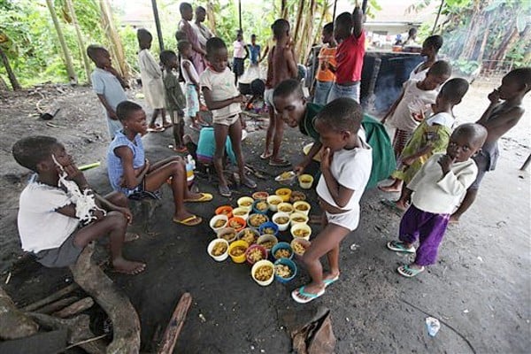 Children in Rehabilation Home waiting for food, who were accused of witchcraft