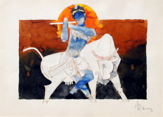 Denigratory picture of Lord Krushna by M F Husain