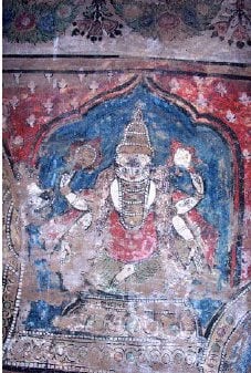Mural painting of Lord Narasimha effaced and defaced