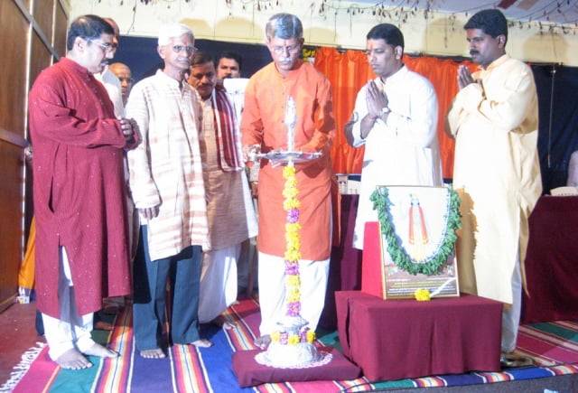 Inauguration of the program by lighting a Samai by Pujya Rajan Shinde
