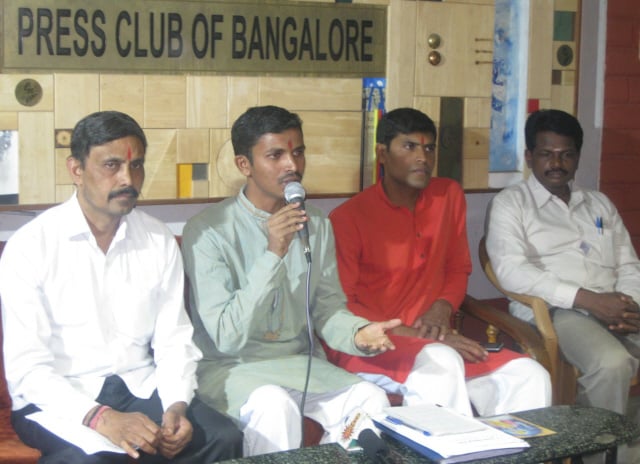 Mr. Mohan Gowda of HJS addressing in the Press Conference
