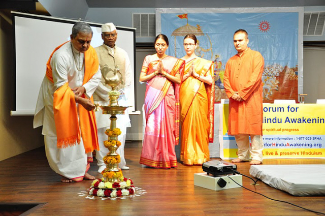 Inauguration of the Hinduism Summit by lighting the auspicious oil lamp