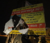Bangalore: Hindu-traitors damage the hoardings propagating Hindu Dharmajagruti Sabha