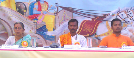 From Left: Mrs. Joshi, Sanatan Sanstha; H.B.P. Nichite Maharaj; Mr. Vadake, HJS