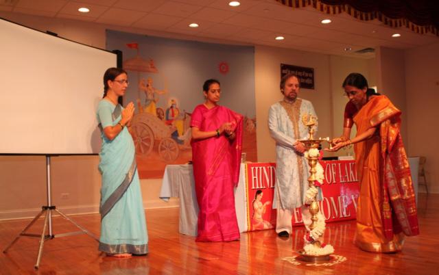 Inauguration of the Hinduism Summit by lighting a Samai (an oil lamp)