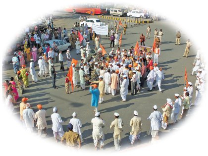 Aerial view of strong demonstrations held by Hindus