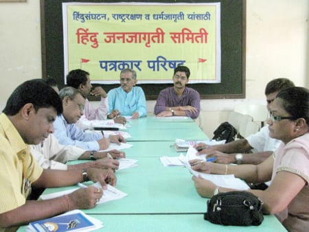 Mr. Vatkar and Mr. Sagavekar, HJS addressing during Press conference Mr. Vatkar and Mr. Sagavekar, HJS addressing during Press conference