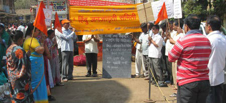 Hindus protesting at Malkapur