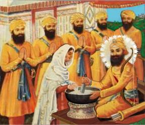 The Panj pyare with Guru Gobind Singh