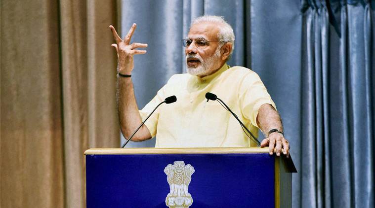 New Delhi: Prime Minister Narendra Modi addressing the Inaugural Session of Assistant Secretaries (IAS Officers of 2014 batch), in New Delhi on Tuesday. PTI Photo / PIB (PTI8_2_2016_000117A)