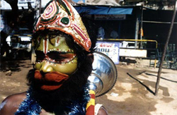 A beggar dressed in an attire of Hanuman