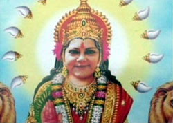 Vasundhara Raje depicted as<br />Goddess Annapurna in a poster