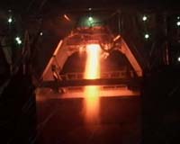The indigenous cryogenic engine being hot-tested The indigenous cryogenic engine being hot-tested