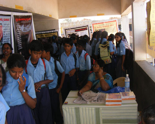 Students viewing the exhibition