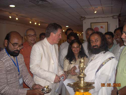 Shri. Francois Goutier with Sri Sri Ravishankar Shri. Francois Goutier with Sri Sri Ravishankar