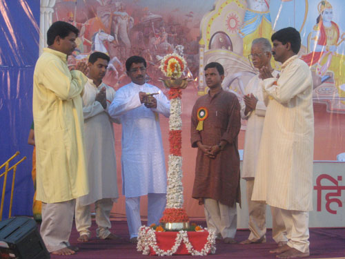 Inauguration of Dharmajagruti Sabha by lighting Deep