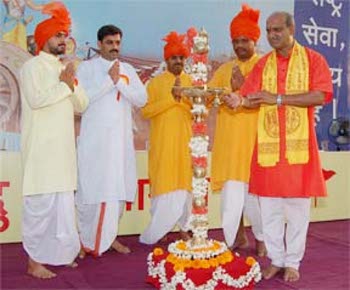 Inauaguration of Dharmajagruti Sabha by lighting Samai by Dignitaries