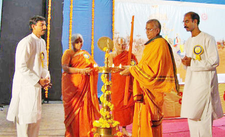 Inauguration of Dharmajagruti Sabha by lighting Samai by Dignitaries