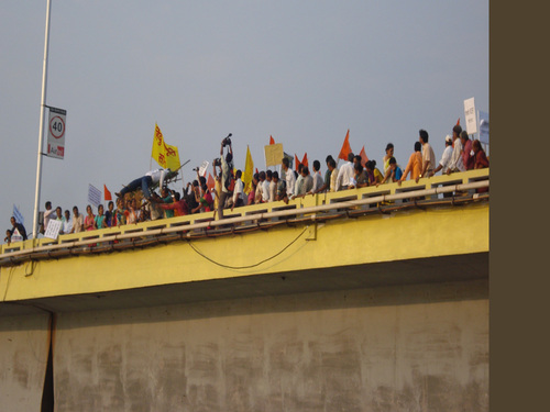 Symbolic statue of the NCERT being immersed in the Mandovi River