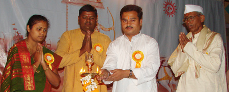 Inauguration of Hindu Dharmajagruti Sabha by lighting a Samai (An oil Lamp)