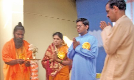 Inauguration of Hindu Dharmajagruti Sabha by lighting Samai (An Oil lamp)