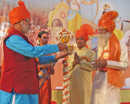 Inauguration of Hindu Dharmajagruti Sabha by lighting a Samai (An oil lamp)
