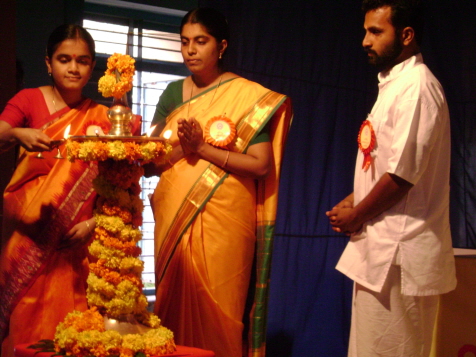Inauguration of Dharmajagruti Sabha by lighting an oil lamp