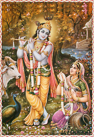 Sattvik picture of Lord Krushna and Radha (one of the Gopika)