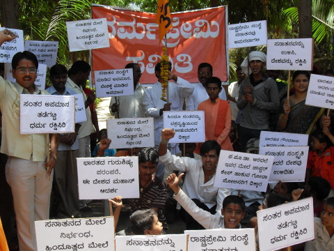 Devout Hindus with  Protesting Slogans Placards