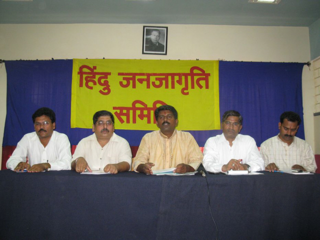 Photo of Press COnference held by HJS in Panaji, Goa in the context of Dharmasabha