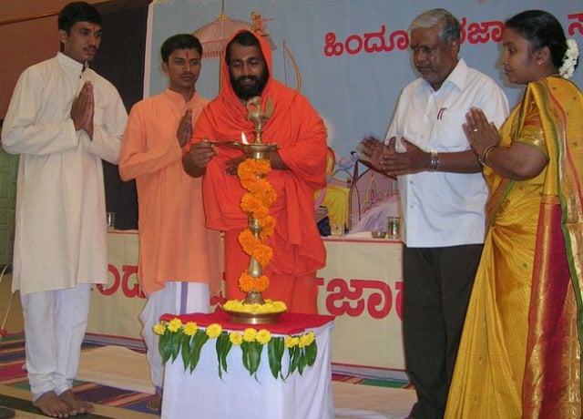 Inauguration of Hindu Dharmajagruti Sabha by lighting a Samai (an oil lamp)