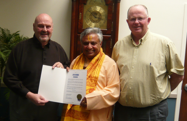 From left : Mr. Geno R. Martini (Mayor), Mr. Rajan Zed and Mr. Shaun D. Carey (Manager)