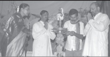 Ianuguration of Hindu Dharmajagruti Sabha by lighting a Samai (an oil lamp)