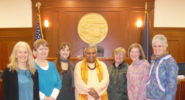 Alaska House representatives with Rajan Zed just before start of Hindu prayers