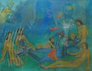 Nude painting of Lord Krushna with Gopis drawn by Dr. Pereira