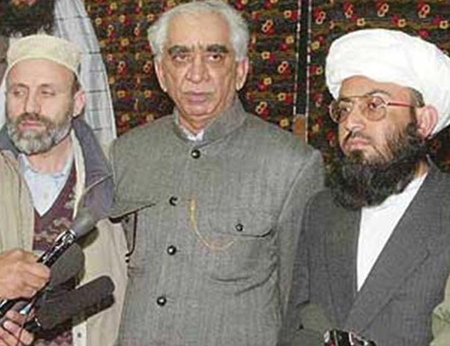 press conference at Kandahar airport With then Indian External Affairs minister Jaswant Singh