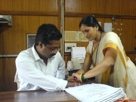HJS sevika tied rakhi to Mamledar Mr. Sakhawalkar, Mapusa, Goa