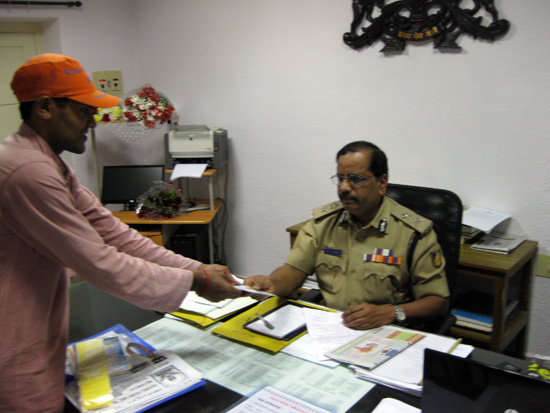 Mr. Moger of HJS submitting represenation to Addl. Commissioner of Police, Bangalore