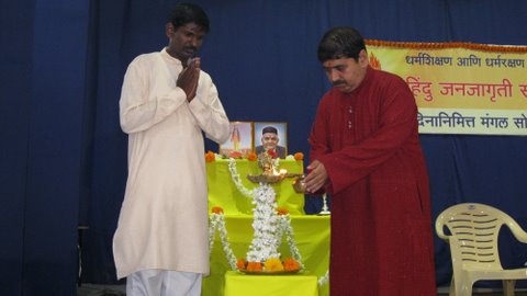 Inauguration of the program by lighting a Samai (an oil lamp)