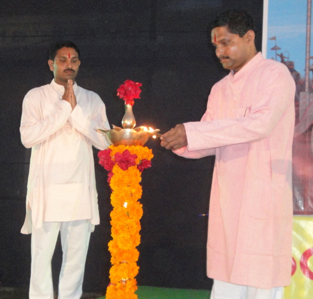 Inauguration of Hindu Dharmajagruti Sabha by lighting a Samai (an oil lamp) Inauguration of Hindu Dharmajagruti Sabha by lighting a Samai (an oil lamp)