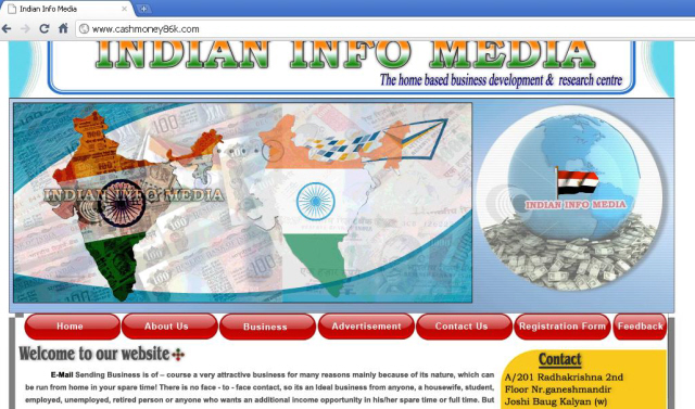 Distorted Indian map published on the website of Indian Info Media