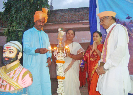 Inauguration of Hindu Dharmajagruti Sabha by lighting a Samai (an oil lamp) Inauguration of Hindu Dharmajagruti Sabha by lighting a Samai (an oil lamp)